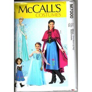McCalls M7000 Misses S to XL Frozen Elsa and Anna Costume Uncut Sewing Pattern